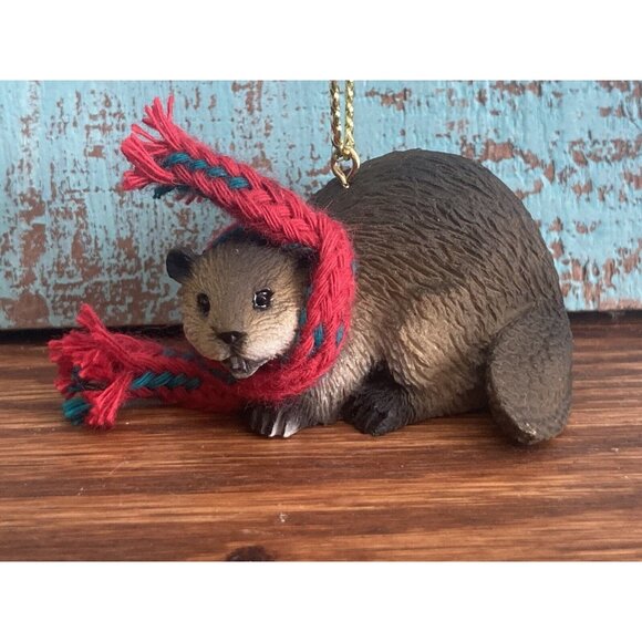 Conversation Concepts Rustic Beaver With Scarf Tiny Miniature Christmas Ornament - Picture 5 of 7